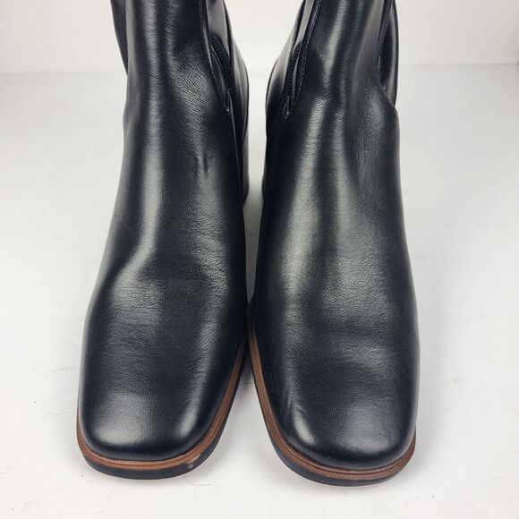 Franco Sarto Figaro Knee High Heeled Stretch Faux leather Black Boot Size 9.5M - Picture 14 of 16